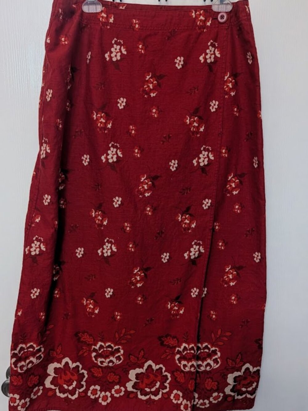 Vintage Eddie Bauer floral wrap linen blend skirt Size 14